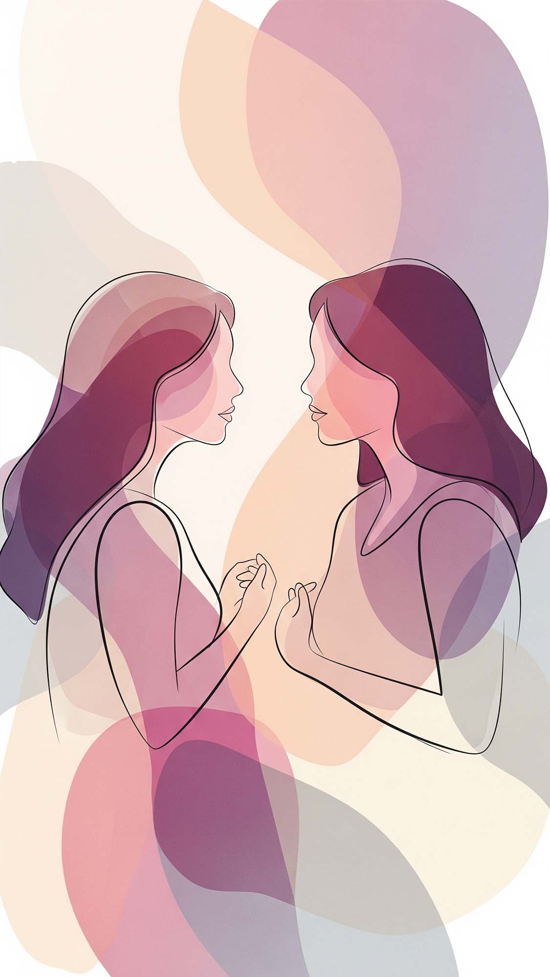 two women having a conversation featured in an abstract illustration