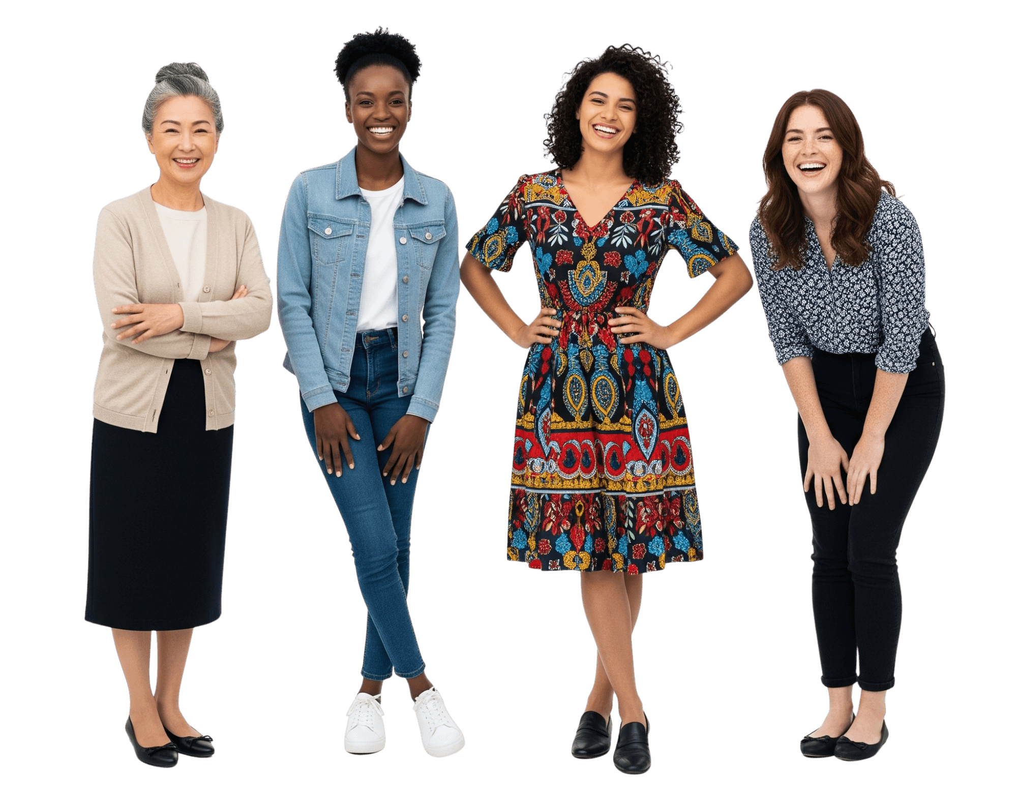Diverse group of women standing together promoting education and research
