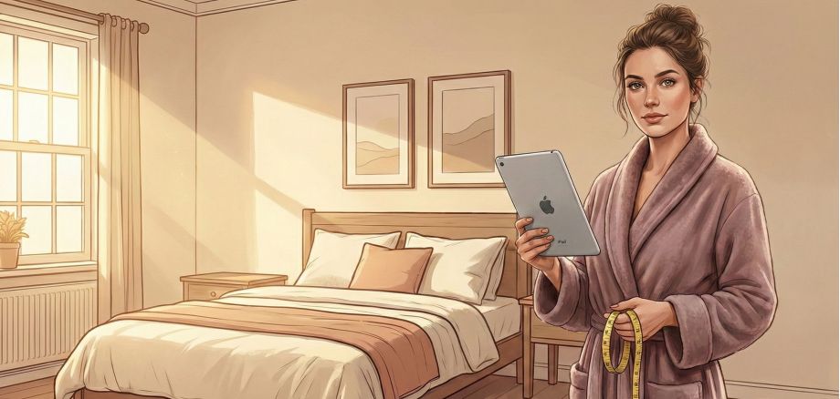 Illustration of woman self measuring vs clinical measurement