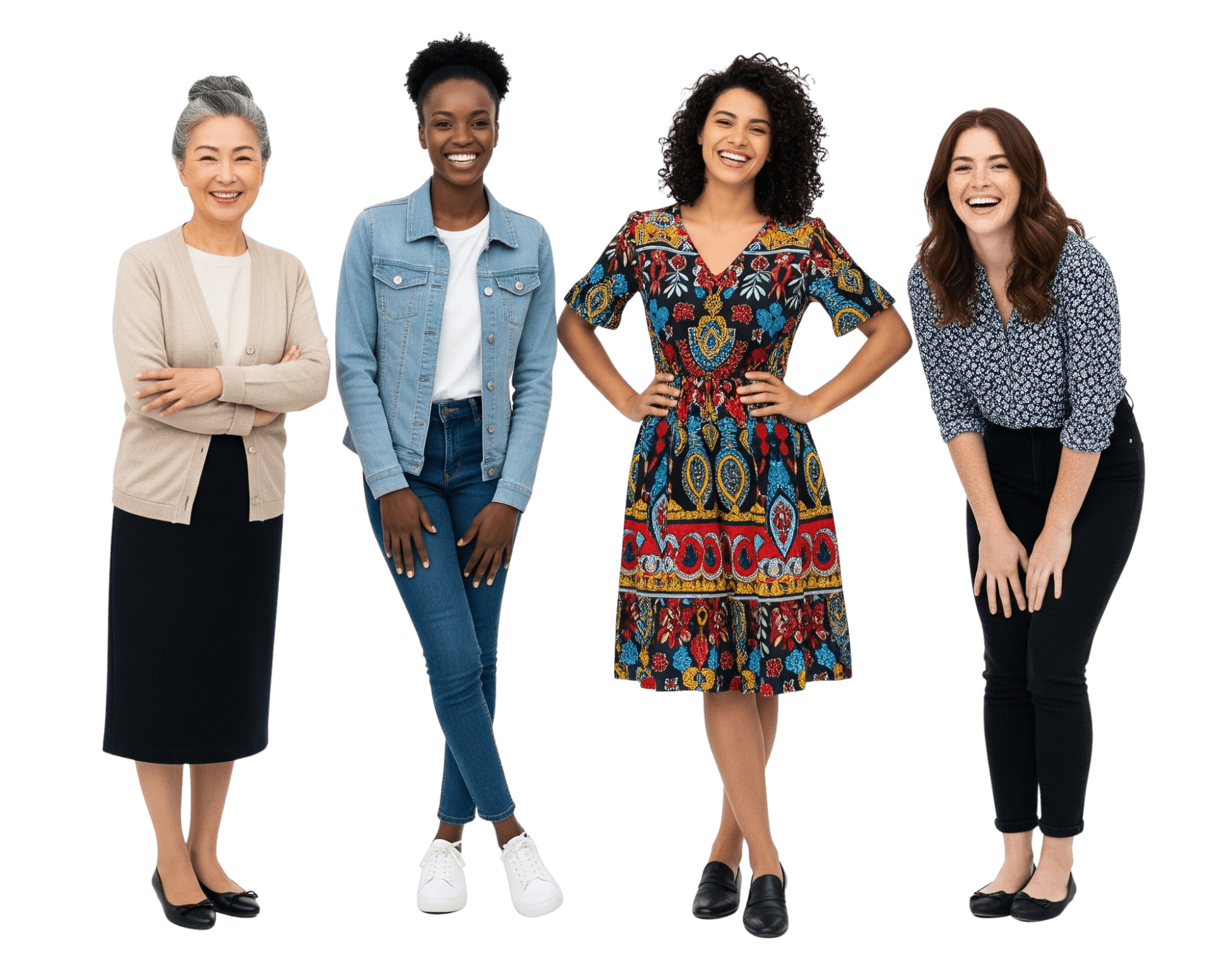 Diverse group of women standing together promoting education and research